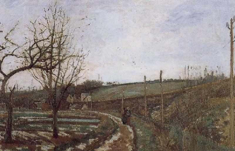 Camille Pissarro winter scene oil painting image
